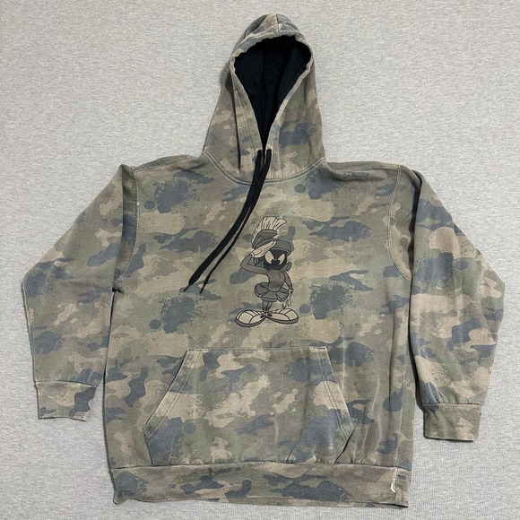 Six Flags Other - Six Flags Looney Tunes Marvin the Martian Camo Pullover Hoodie Green Mens Large